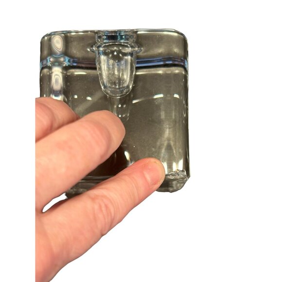 Kosta Boda *WARFF* Signed Swedish Art Glass Ice Block HEAVY Candle Holder 3"x3" - Picture 6 of 13